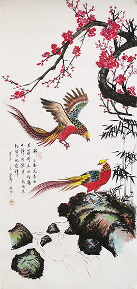 1614836586580235.jpg 佘声俊作品1《锦上添花春满园 四时舒爽风轻扬 山静悠然闻鸟语 景物顺心地发祥》.jpg