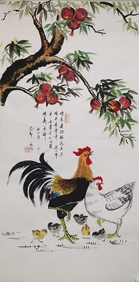 1614836642980424.jpg 佘声俊作品8《时来运转榴花香 累累硕果道丰年 笑口常开多贵子 仁心厚德寿长绵》.jpg