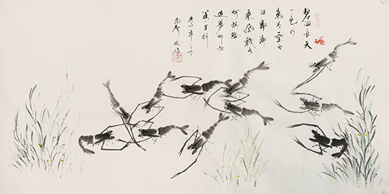 1614836699158168.jpg 佘声俊作品17《碧海长天一色明 气清云白波粼粼 乘风戏水何惧险 追梦哪怕万里行》.jpg