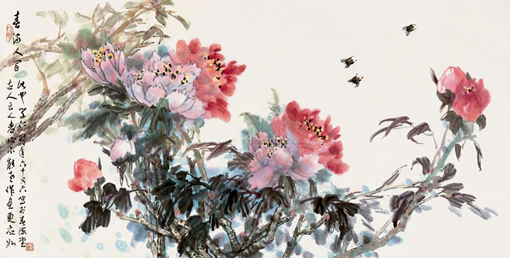 《春满人间》 68×136cm 2006年创作 2011年中华民族艺术珍品文化节上获珍品奖 《春满人间》 68×136cm 2006年创作 2011年中华民族艺术珍品文化节上获珍品奖