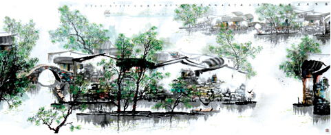 谁家老屋枕溪水，十里江南半是云。.此处更无尘迹到，只应啼鸟隔树闻....