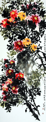 道金平作品《侘紫依风袅》 尺寸：70X180CM 2014年