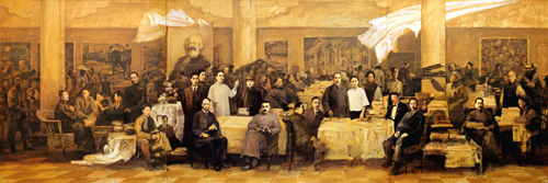 李如 二十世纪的早晨（油画中稿 尺寸：170cm×540cm 2012作）
