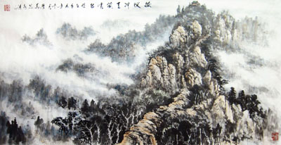 曲学真 拔地冲天筑云台 尺寸：198X95cm