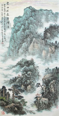 《云山深处得禅境》 136X68CM 《云山深处得禅境》 136X68CM