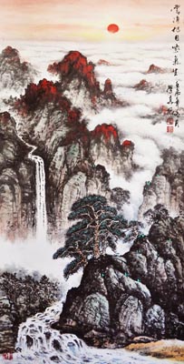 曲学真 云涌旭日紫气生 136X68