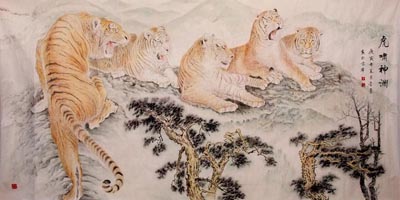 虎啸神州（119cm×236cm）