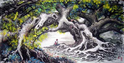 陈仕镜作品《古树连理人连心》