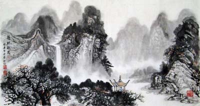 陈仕镜作品《慿栏秋思》