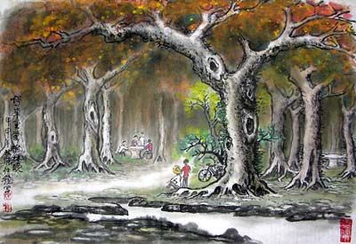 陈仕镜作品《停车坐爱枫林晚》