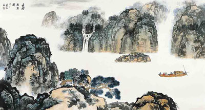 赤壁夜游图 97cm×180cm 2014年 