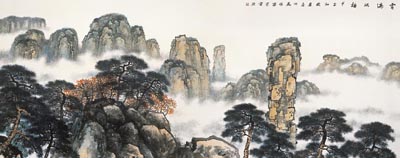 云涛砥柱 145cm×365cm 2014年 