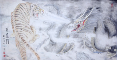 龙虎斗（65.6cm×126cm）