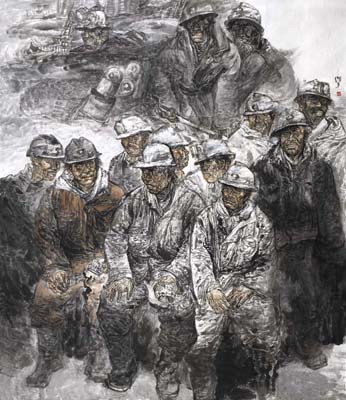 《采煤队》200x200cm