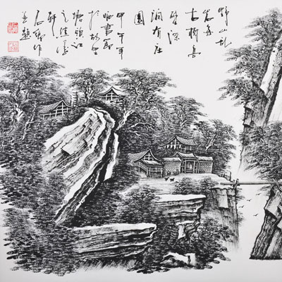 野山乱岩多古树，高壁深涧有庄园68x68