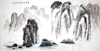 春晴山居图70x136cm
