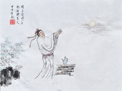 苏东坡醉酒吟诗图34x46cm