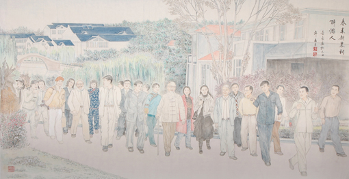 春来新农村醉游人（93cm×174.5cm）