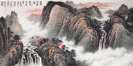 霖雨峰峦润 69x138cm