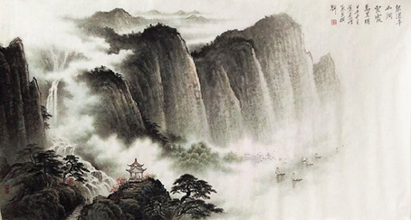 泉瀑千山润 98x180cm