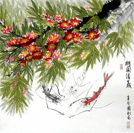 桃园结义 （四尺对开）纸本国画 