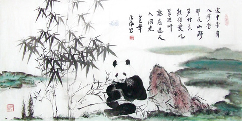 国宝熊猫136x70cm（2013年创作）