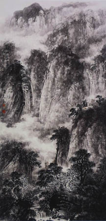 谢友良作品《蜀山叠翠》2006年136x68cm