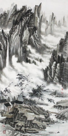 云卷千峰集 幽谷鸣泉声 136x69cm 2013年