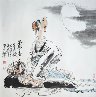 李士良作品2《思乡图》68x68cm