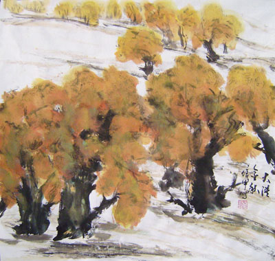 《大漠金秋2》,68×68cm