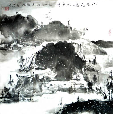 孟广金作品《六出飞花入户时》68x68cm