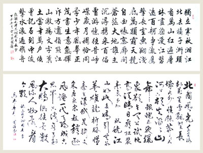 行楷.行草.沁园春2幅2x6尺.2014年创作