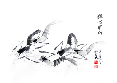 向石作品《 群心所向》 70x 50cm