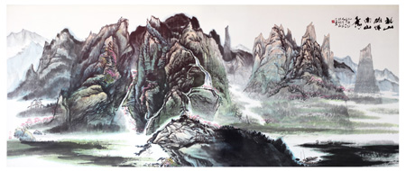 北山雄浑南山秀360cmx150cm