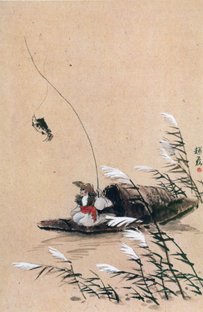 芦荡嬉鱼67cmx50cm