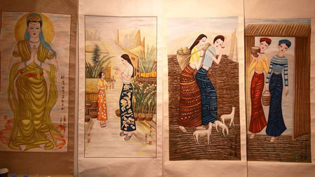 四川女画家胥薇纽约国际艺术博览会参展画作