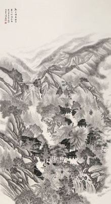 勐仑镇基诺古寨大岭泻玉图198cm×98cm