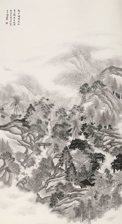 勐仑镇曼俄村云山野居汇流图198cm×98cm