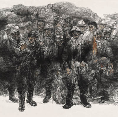 杨娟作品《掘进队》200cmx200cm
