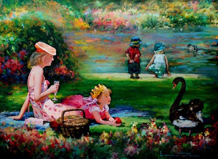 赵红斌作品《天鹅湖畔》130cmx180cm