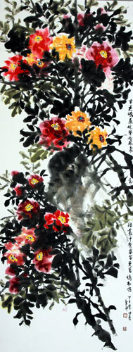 道金平作品《侘紫依风袅》70X180.2014年