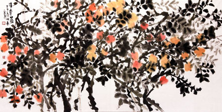 道金平作品《清香四溢》68X138CM.2014年