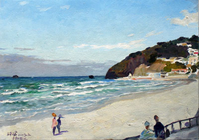 新西兰海浪沙滩（80cm×60cm）油画