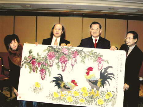 著名画家吴进良作品《合家欢 大吉大利》连战先生珍藏 (1)