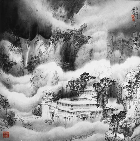 云雾山庄（长66厘米，宽66厘米）2010年作