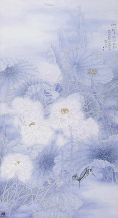 邹美娜作品《映日荷花 》180x90cm