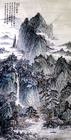 《黄山天都峰》中国画 四尺整张