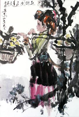 《赶街图》（6尺3开）