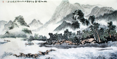 璃江烟云68cmx136cm