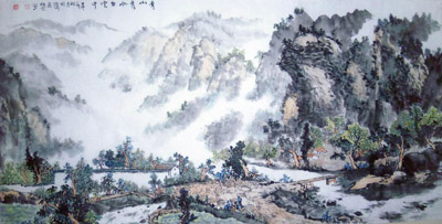 青山秀水白云中68cmx136cm